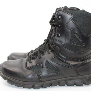 Reebok Men's Boots SZ 10.5M Black Genuine Leather Lace Up Si98de Zipper Padded